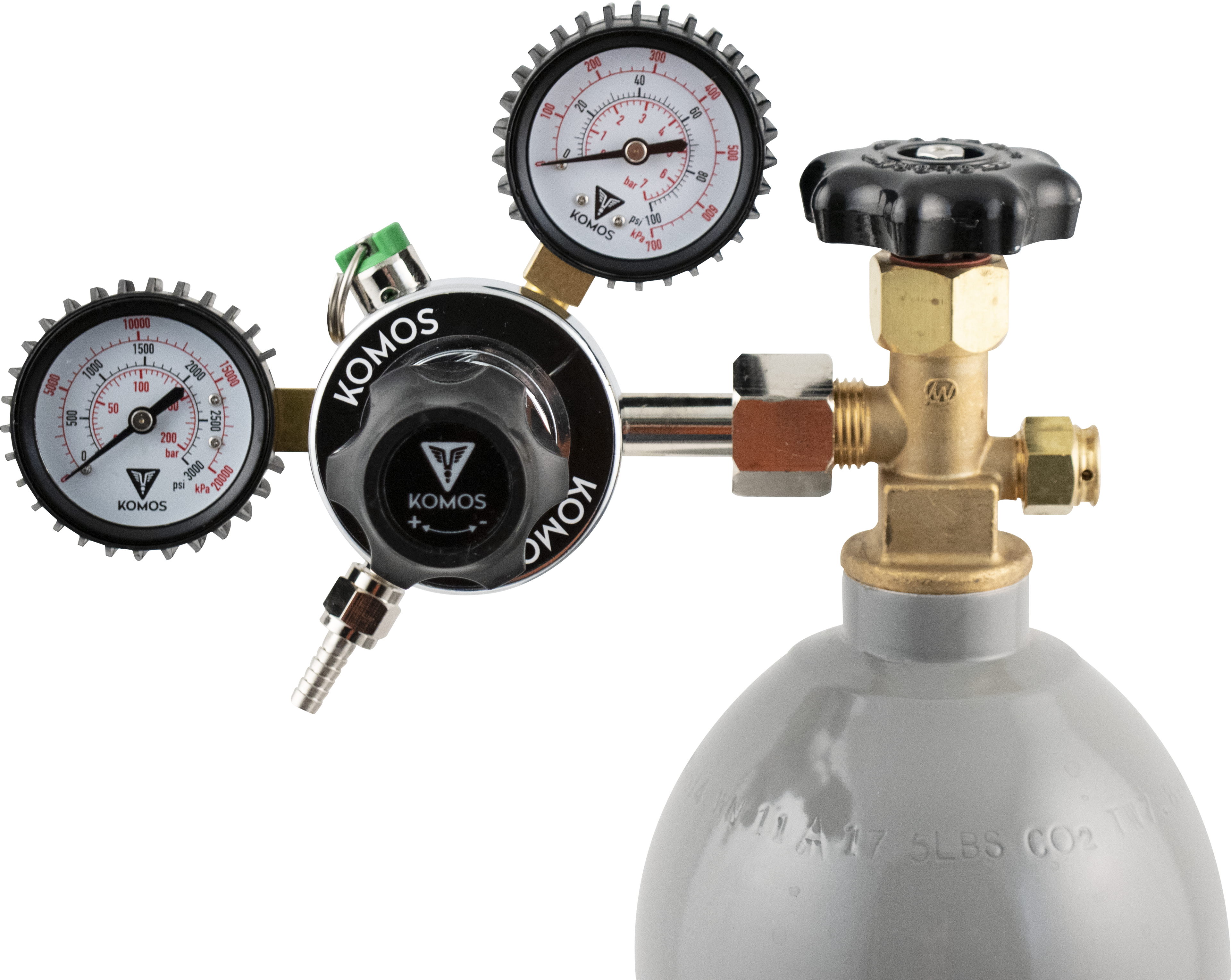 KOMOS Premium Dual Gauge CO2 Regulator - 60 psi
