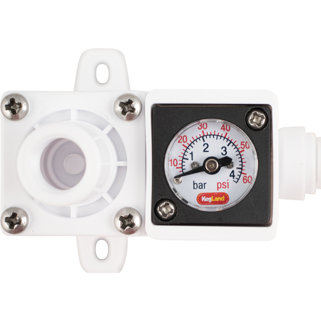 Duotight In-Line Plastic Regulator w/ Integrated Pressure Gauge (0-60 psi) - 8 mm