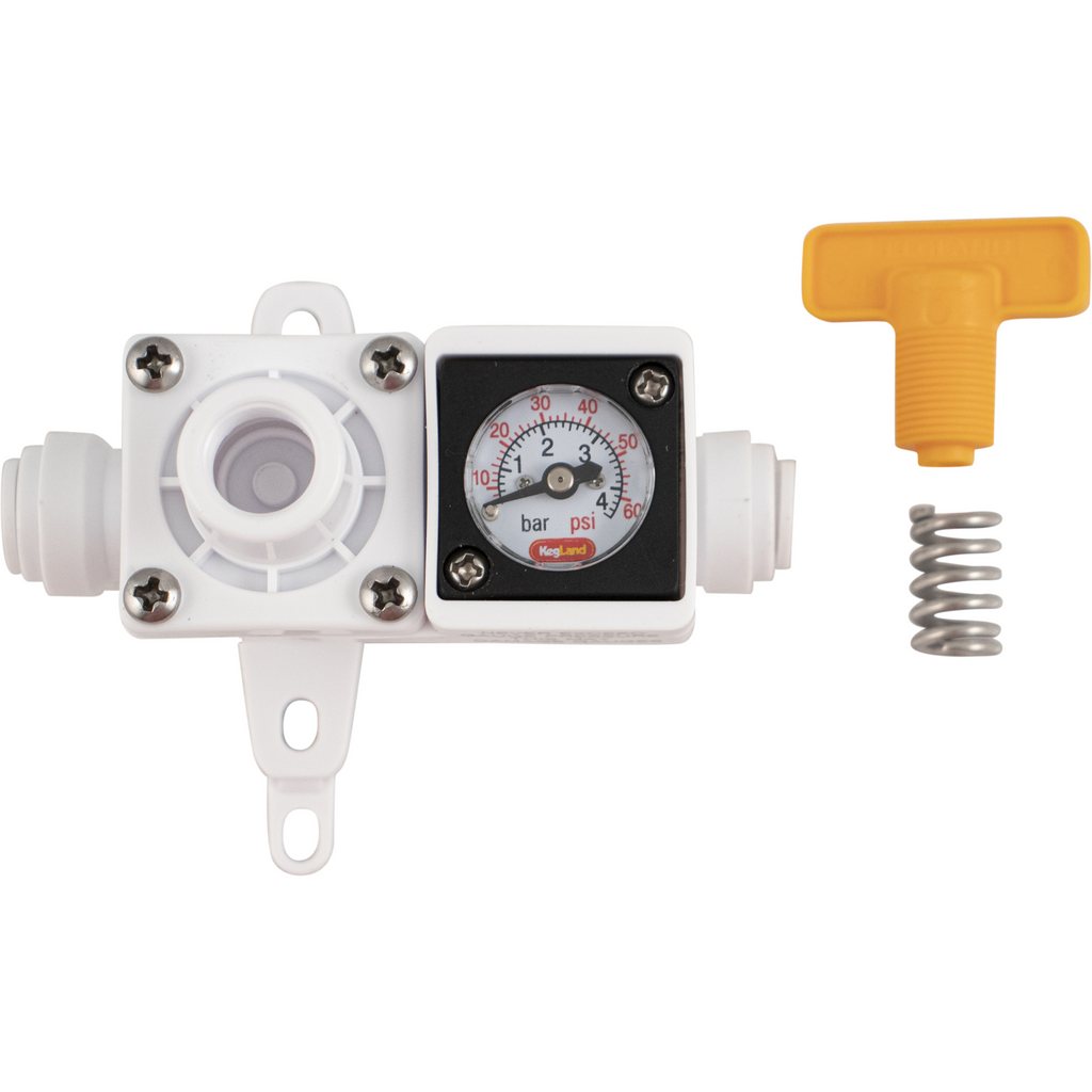 Duotight In-Line Plastic Regulator w/ Integrated Pressure Gauge (0-60 psi) - 8 mm
