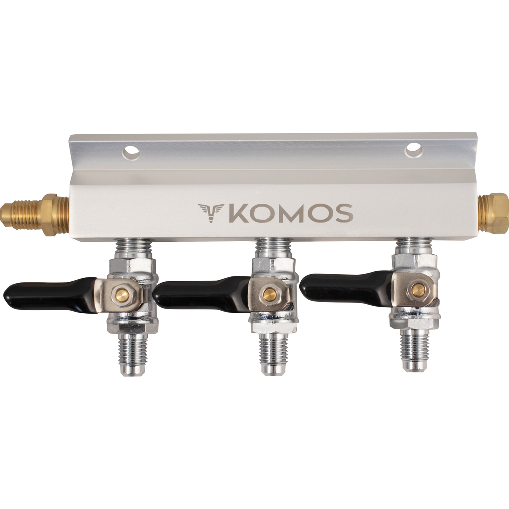 KOMOS Gas Manifold - Aluminum - 1/4" Flare - PLACEHOLDER