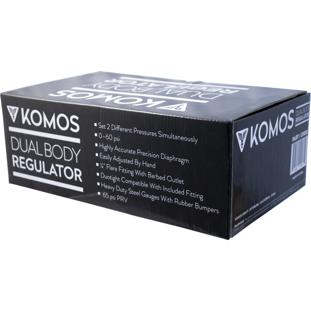 KOMOS Premium Dual Body CO2 Regulator - Three Gauge