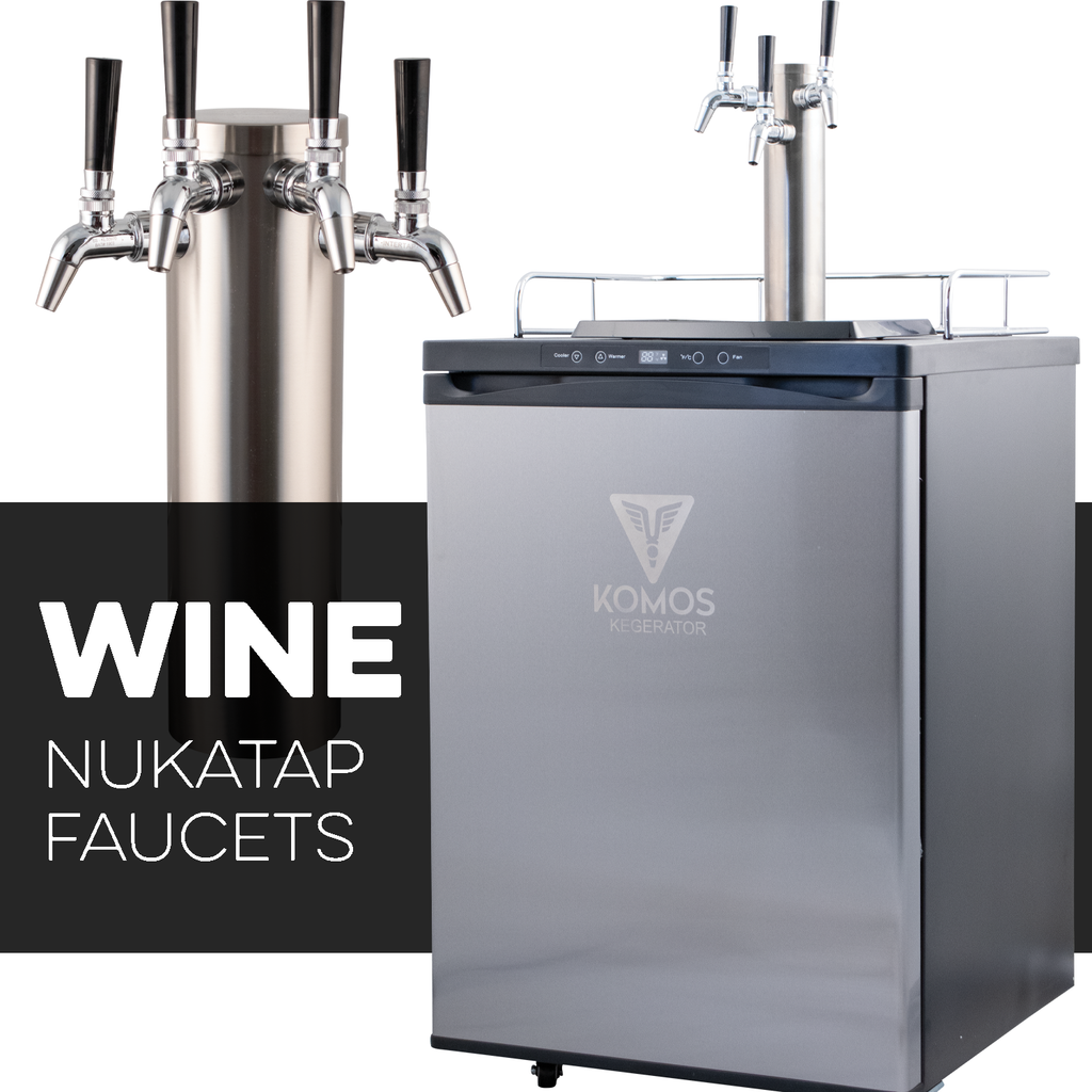Komos V2 Kegerator - Wine Kegerator - with Stainless Tower, NukaTap SS Faucet, Regulator Adapter - PLACEHOLDER
