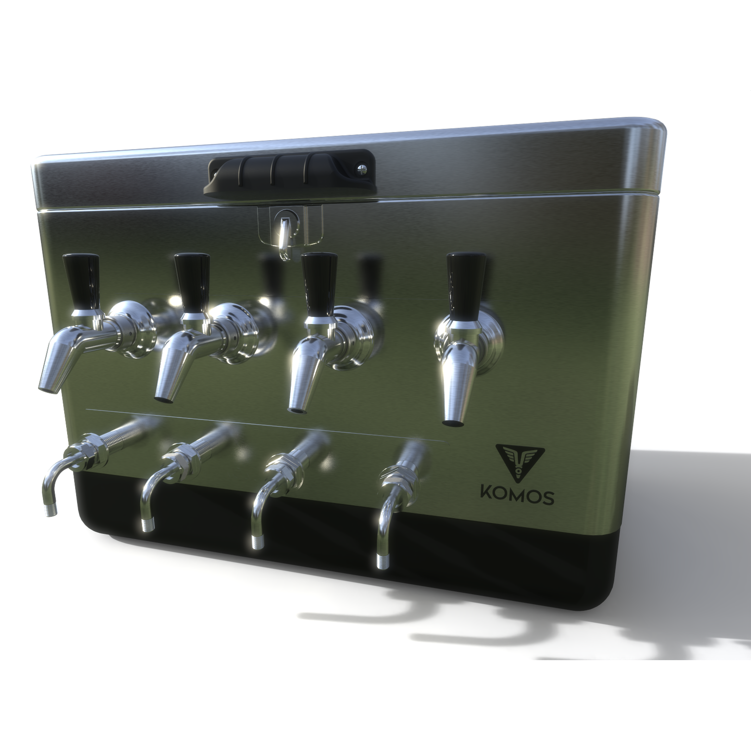 KOMOS Stainless 4 Tap Jockey Box - Front Entry