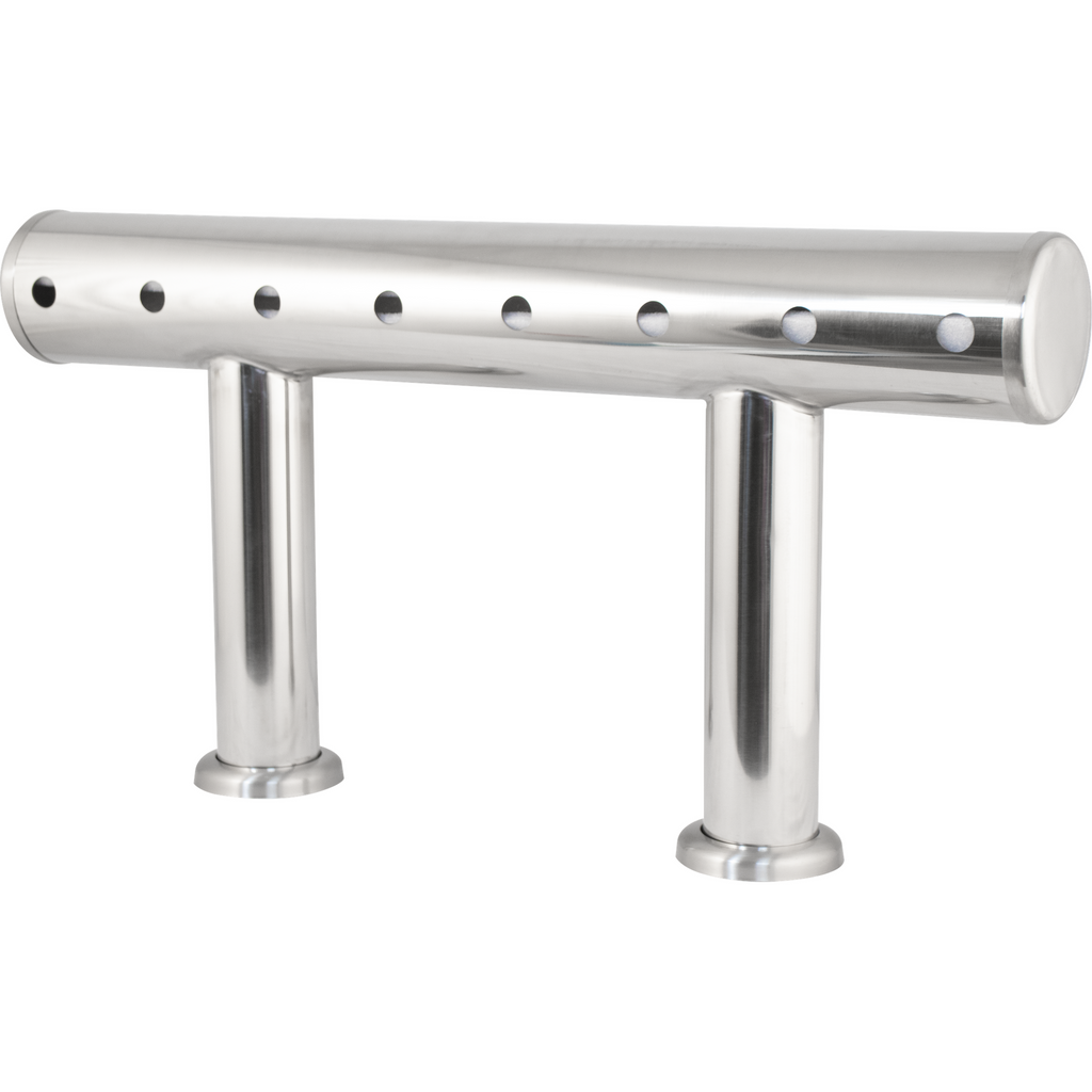 Komos Double T Bar Draft Tower - Brushed Stainless - 8 Tap