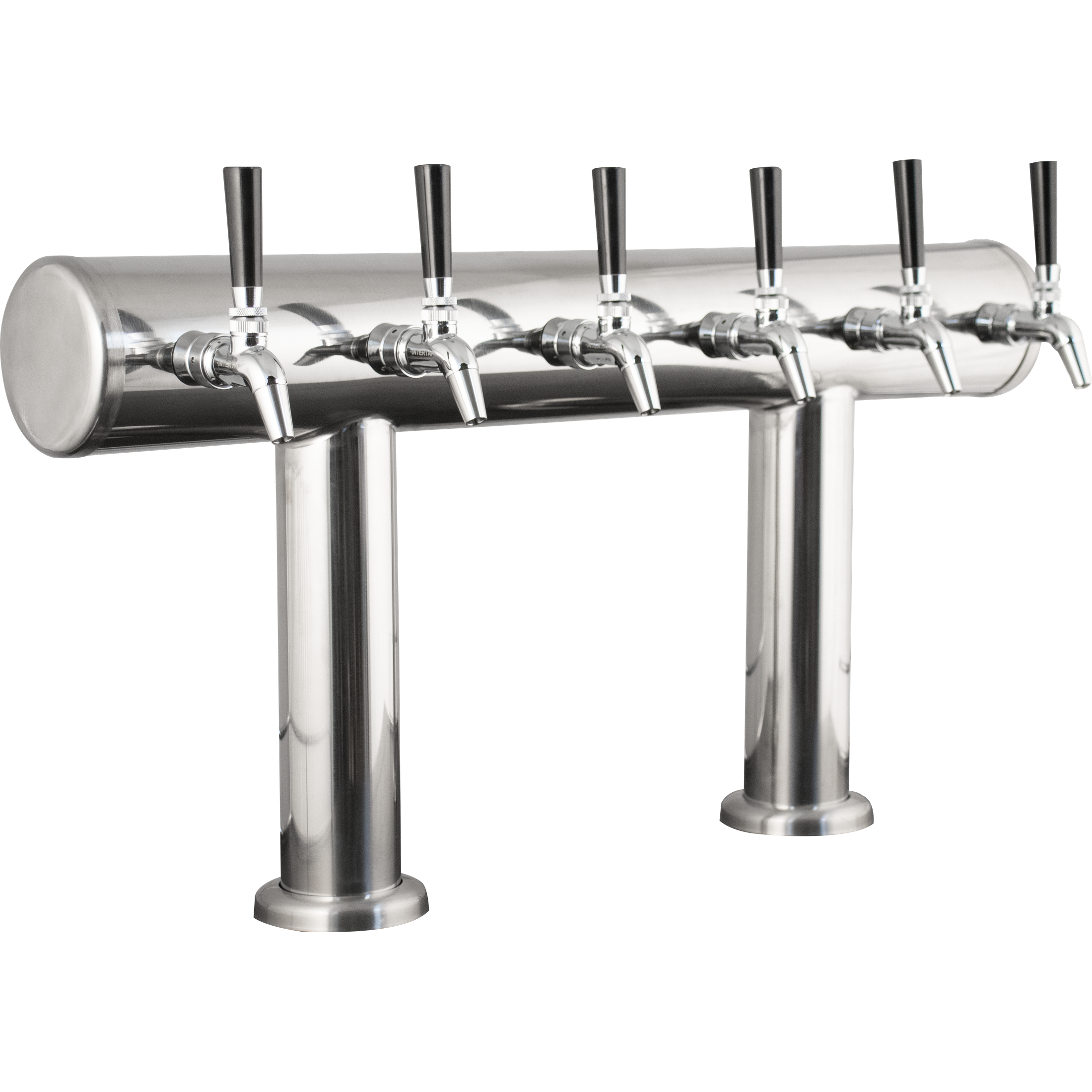 Komos Double T Bar Draft Tower - Brushed Stainless - 6 Tap