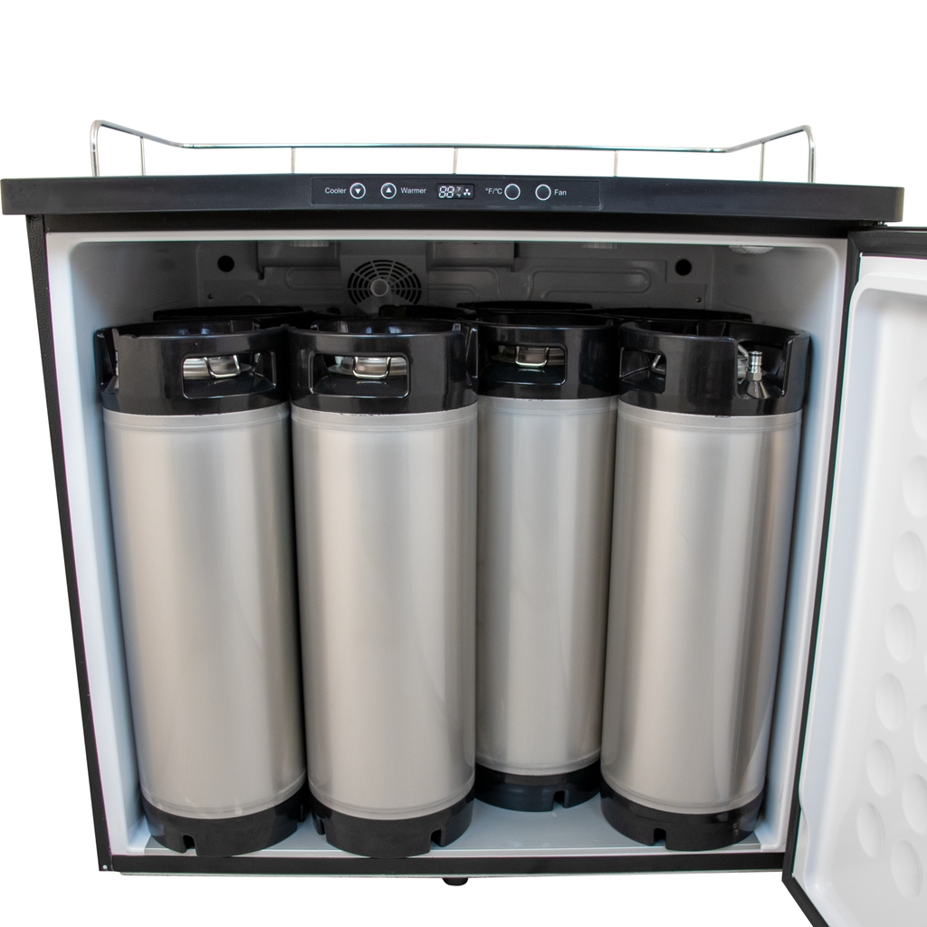 Komos Double-Wide Kegerator with Stainless Double T Bar Tower - 8 Tap