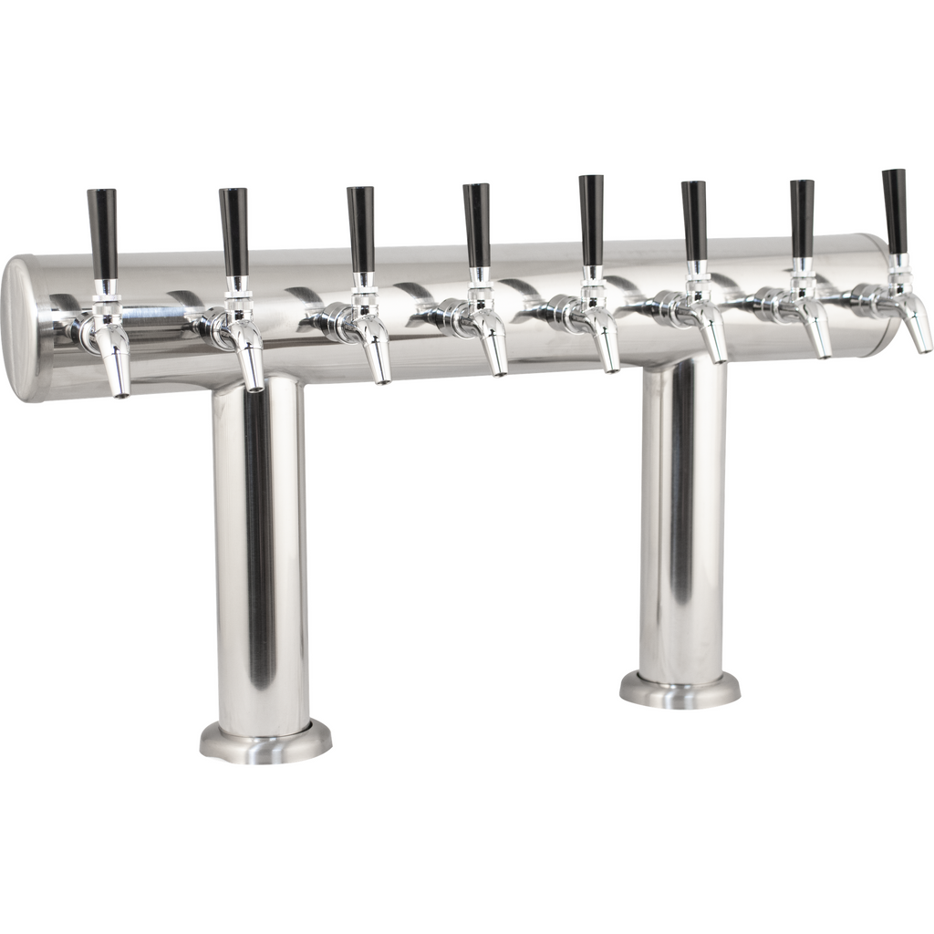 Komos Double-Wide Kegerator with Stainless Double T Bar Tower - 8 Tap