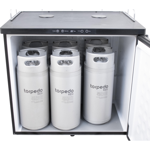 Komos Double-Wide Kegerator with Stainless Double T Bar Tower - 8 Tap