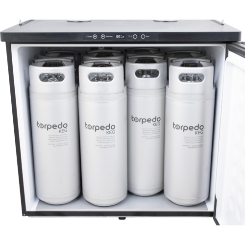 Komos Double-Wide Kegerator with Stainless Double T Bar Tower - 8 Tap