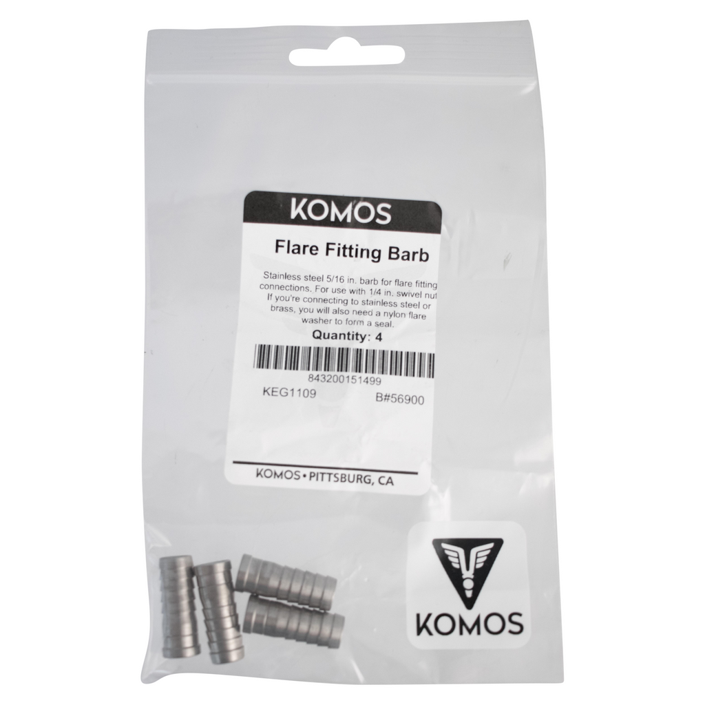 Komos - Flare Fitting - Stainless 5/16 in. Barb - Pack of 4