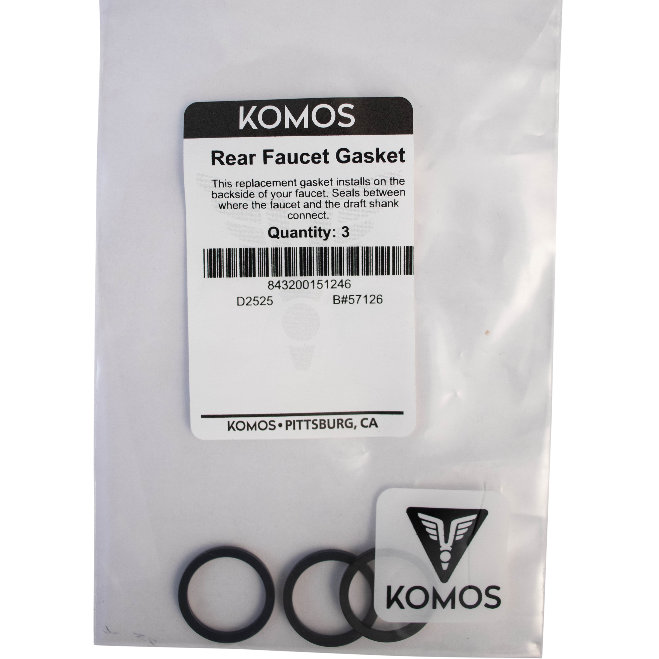 Komos - Rear Faucet Gasket - Pack of 3