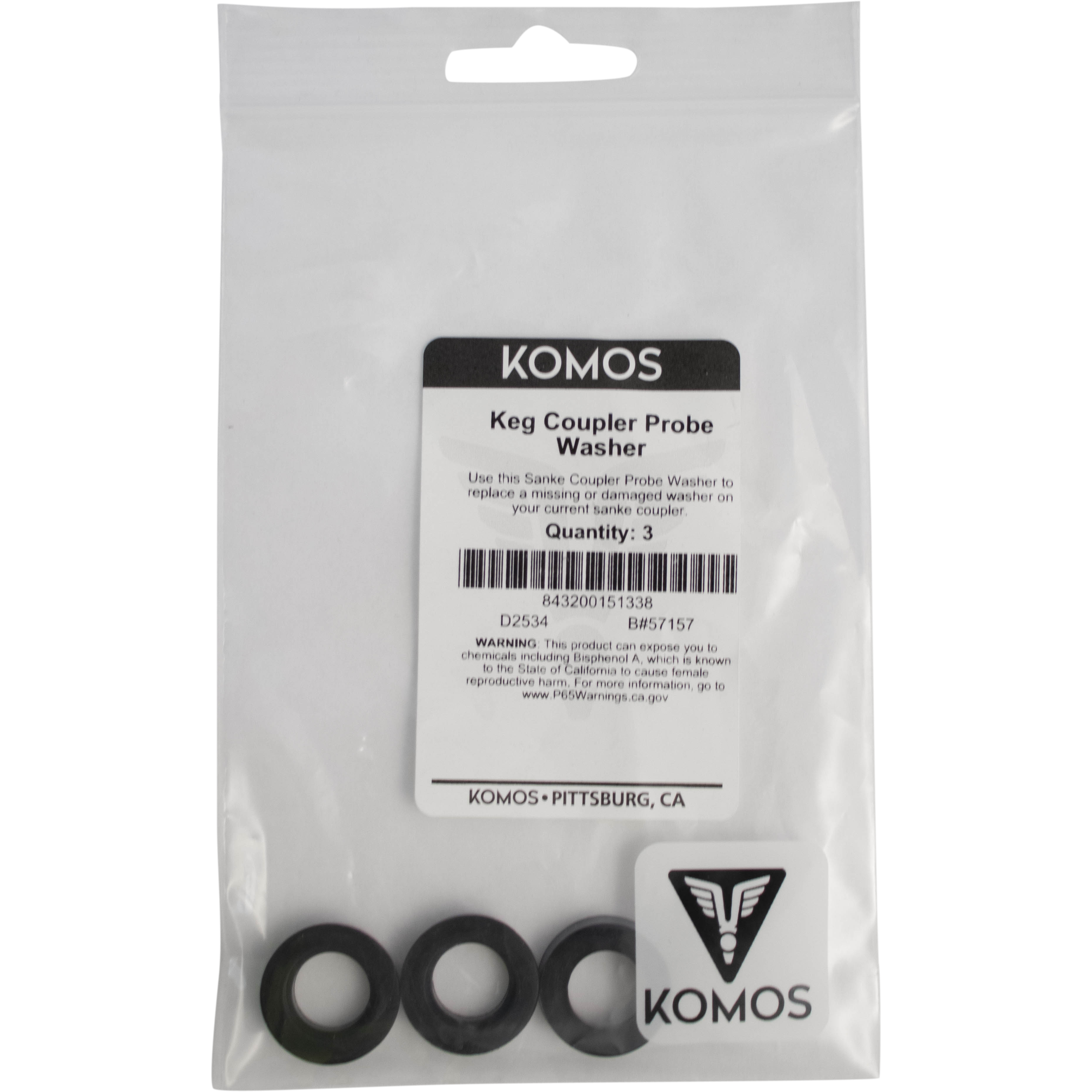 Komos - Sanke Tap Keg Coupler Probe Washer - Pack of 3