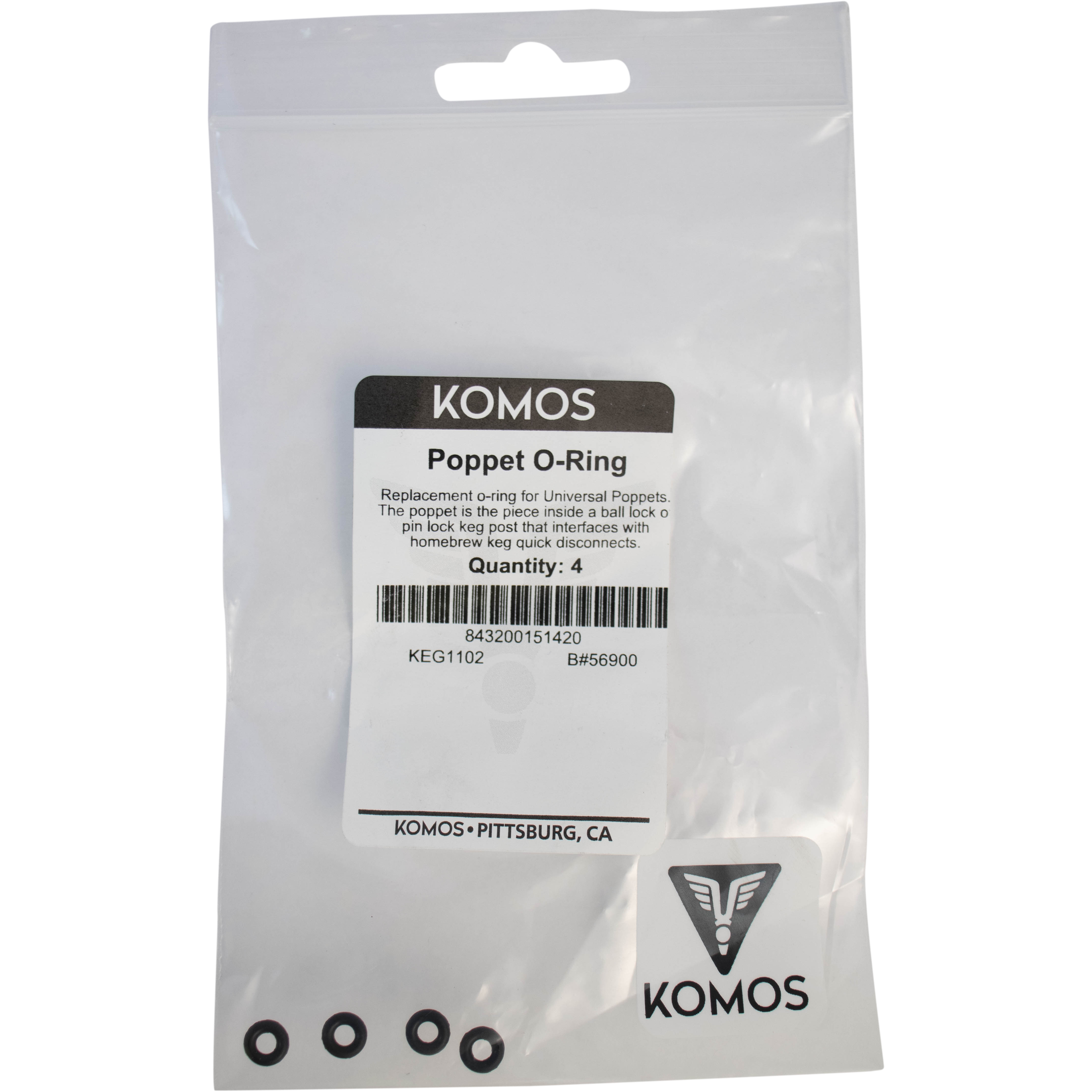 Komos - Replacement O-ring for Universal Poppet - Pack of 4