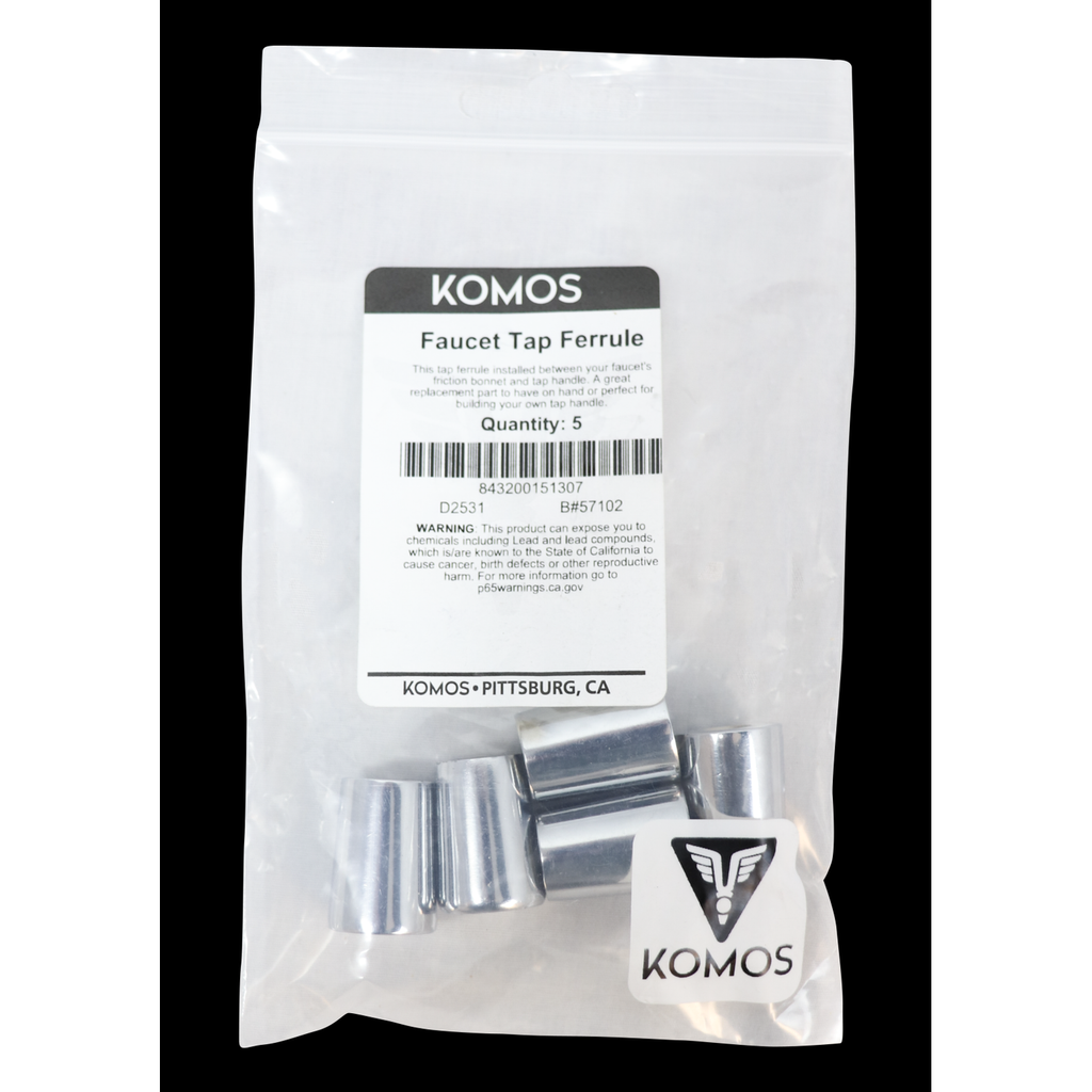 Komos - Chrome Beer Faucet Tap Ferrule - Pack of 5