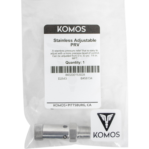 Komos - Stainless Adjustable Gas Pressure Relief Valve - 1/4 in. MPT