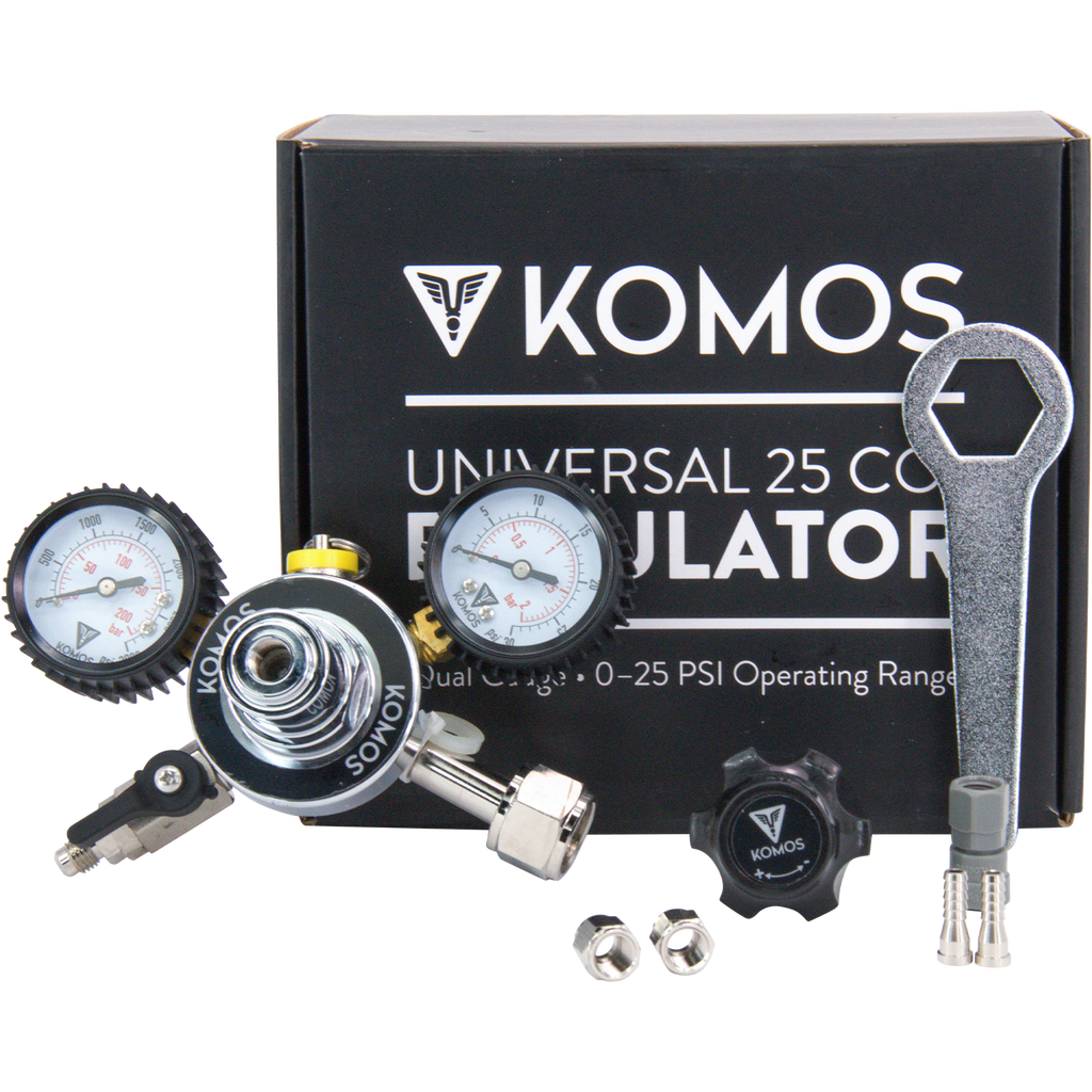 KOMOS Universal 25 - Dual Gauge CO2 Regulator - 25 psi