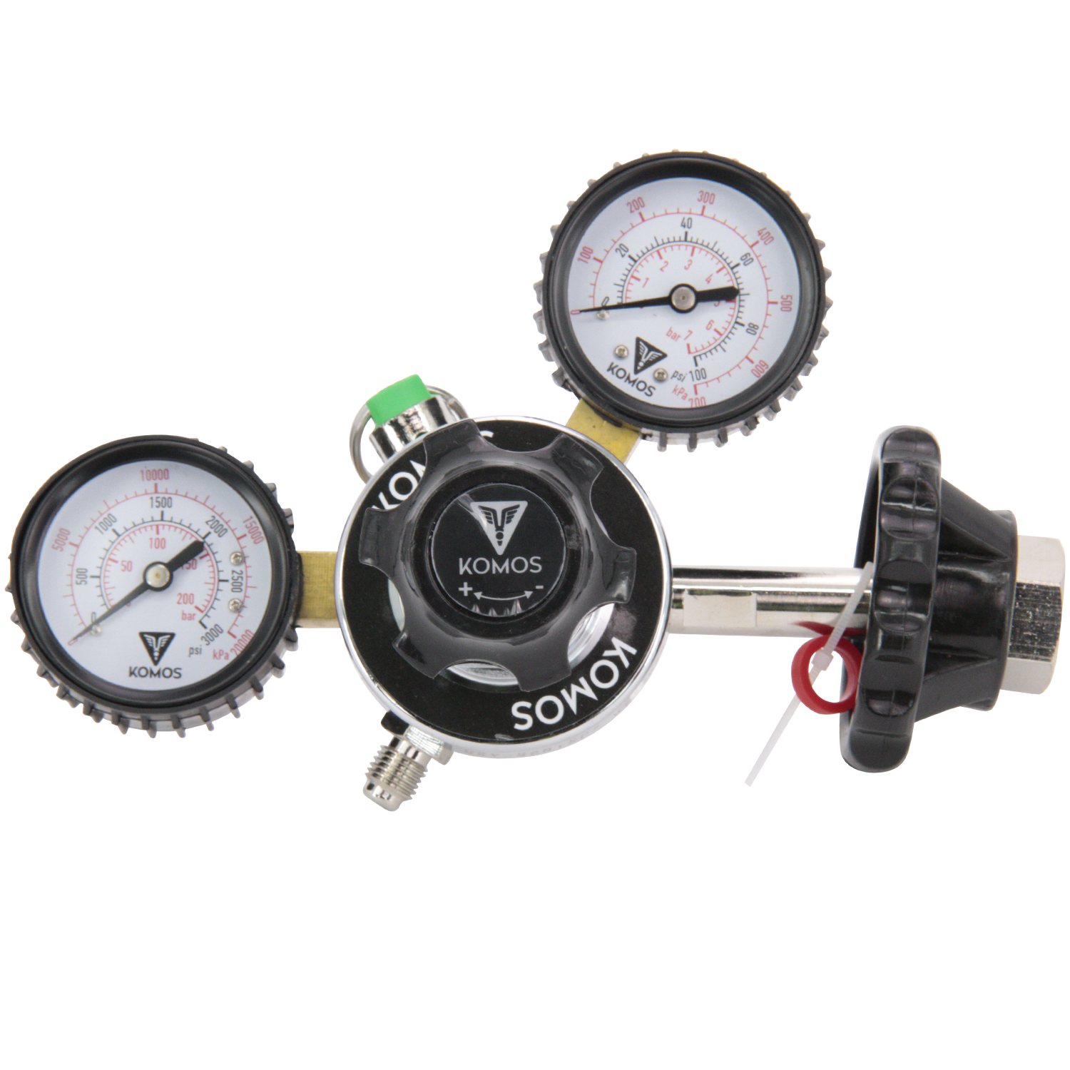 KOMOS Premium Dual Gauge CO2 Regulator - Tool-Free - 60 psi