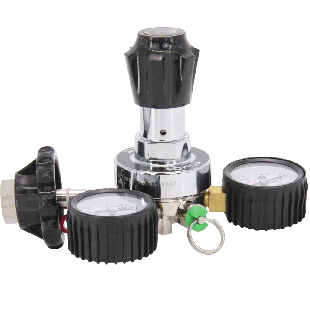 KOMOS Premium Dual Gauge CO2 Regulator - Tool-Free - 60 psi