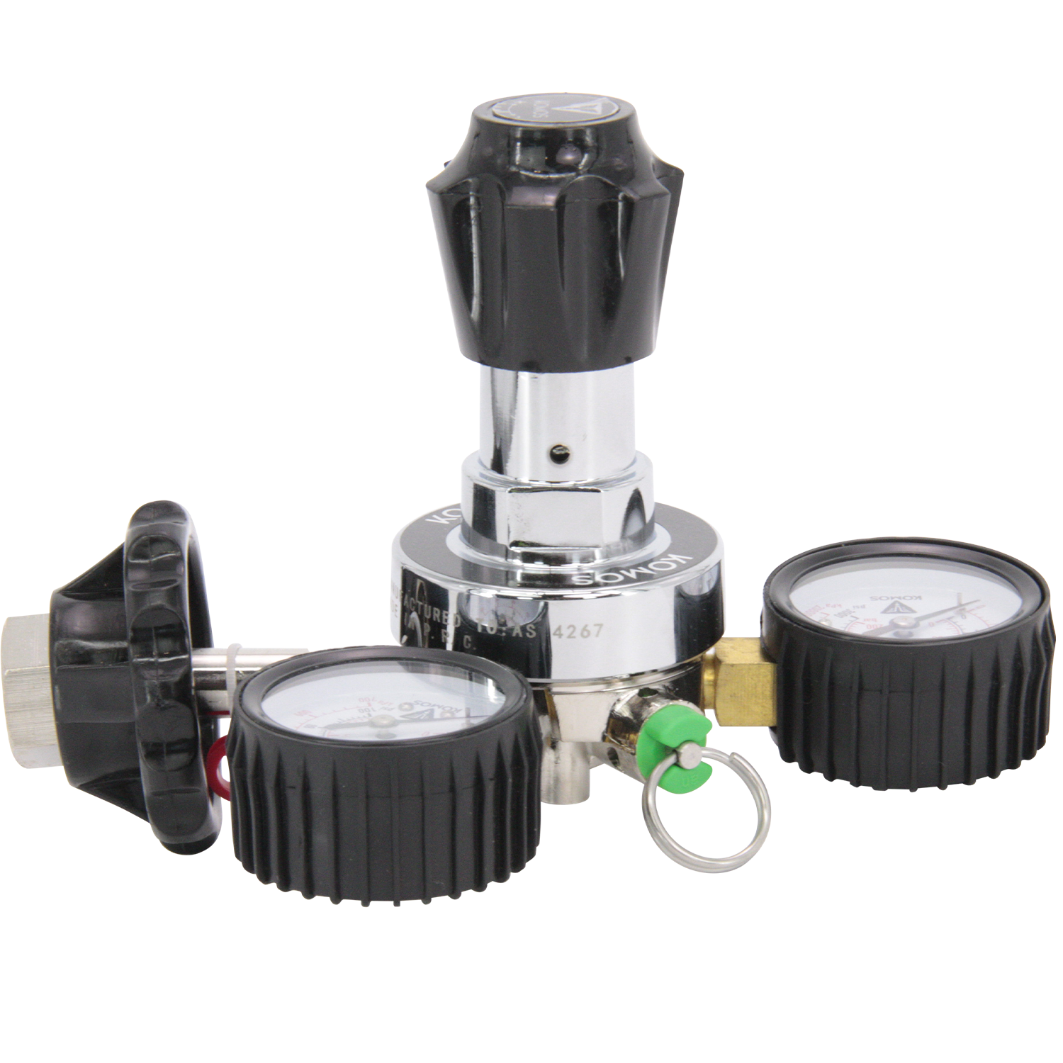 KOMOS Premium Dual Gauge CO2 Regulator - Tool-Free - 60 psi