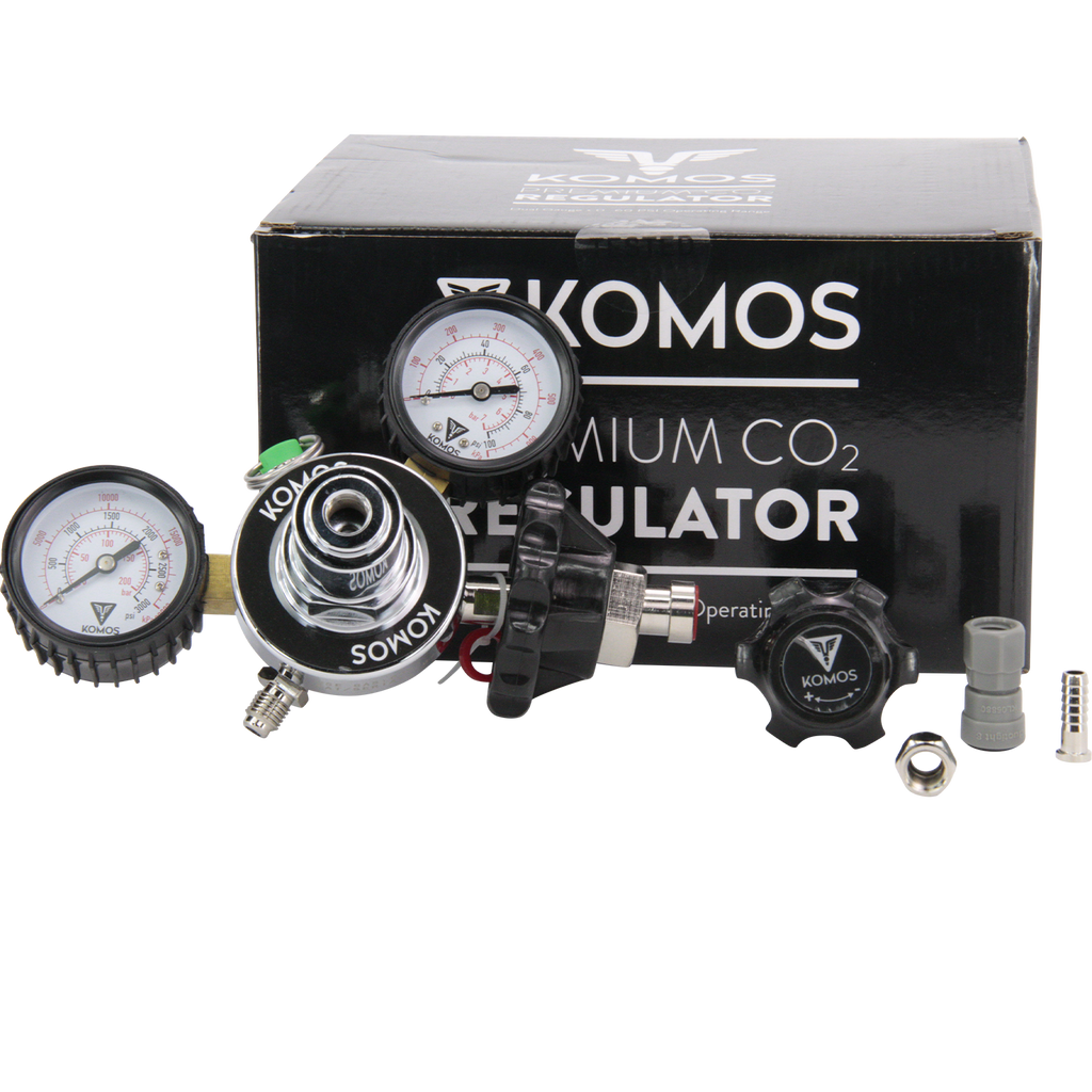 KOMOS Premium Dual Gauge CO2 Regulator - Tool-Free - 60 psi