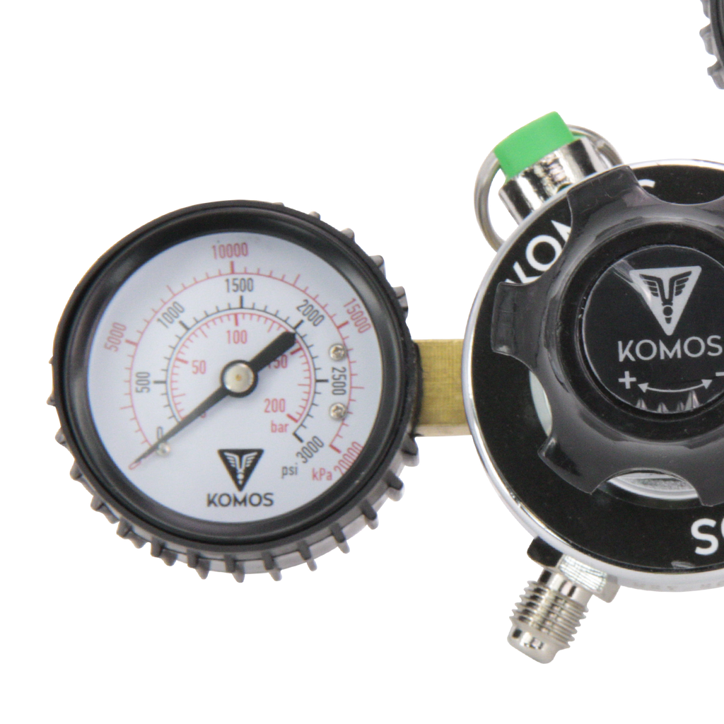 KOMOS Premium Dual Gauge CO2 Regulator - Tool-Free - 60 psi