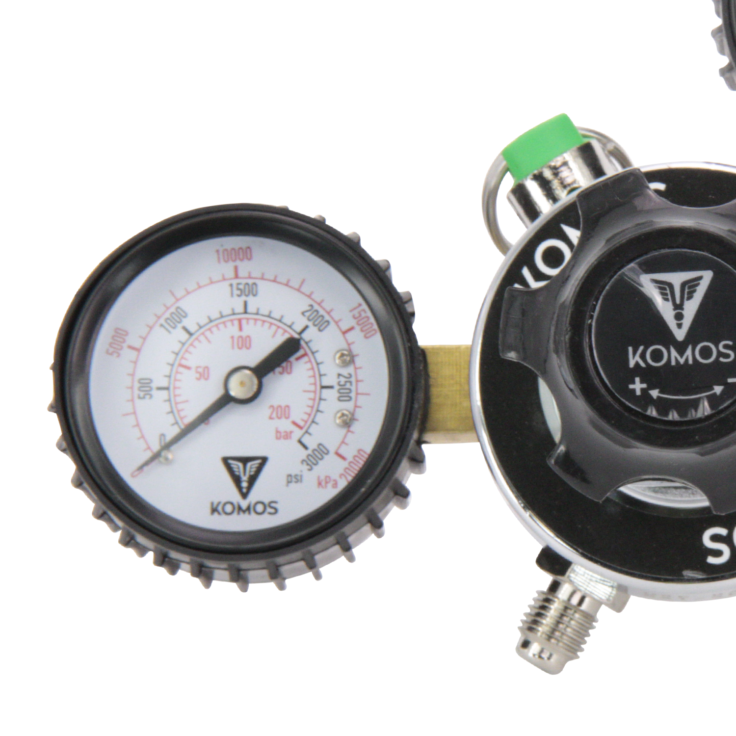 KOMOS Premium Dual Gauge CO2 Regulator - Tool-Free - 60 psi