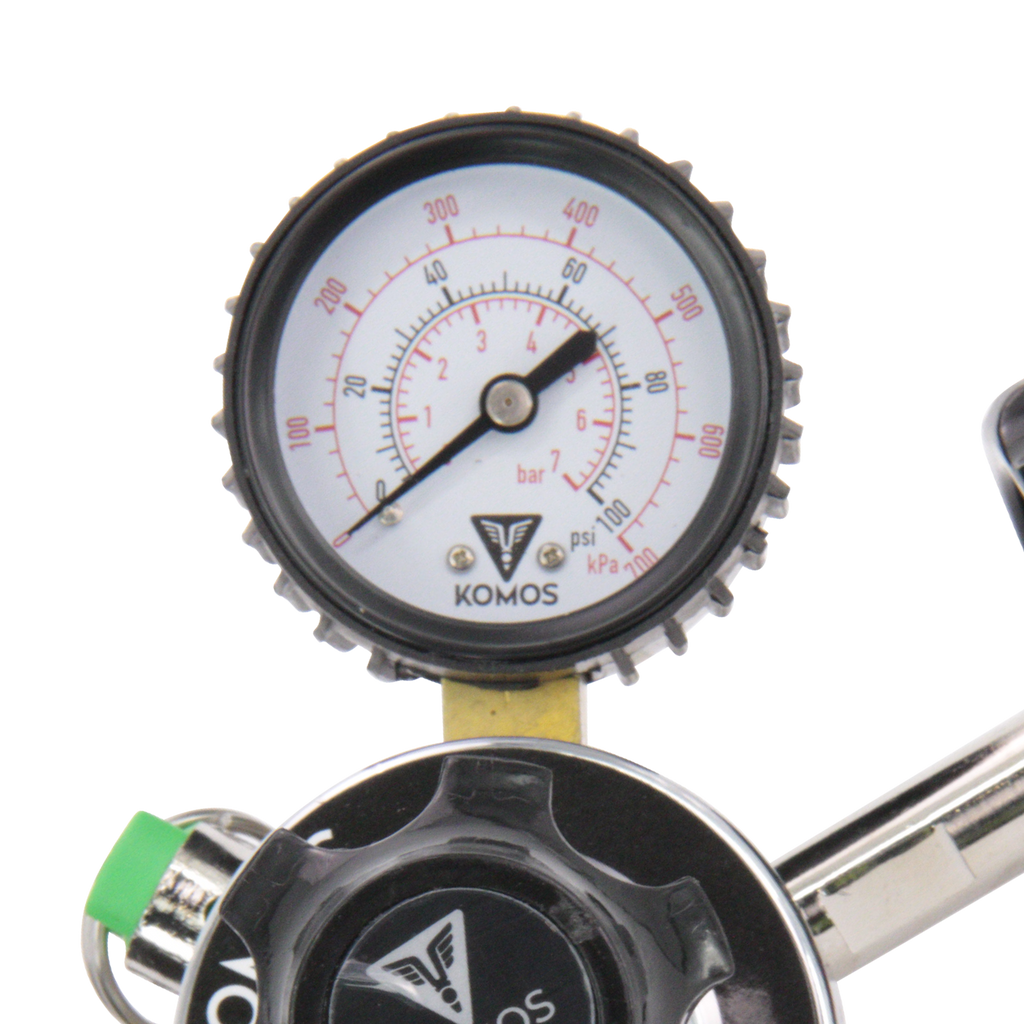KOMOS Premium Dual Gauge CO2 Regulator - Tool-Free - 60 psi