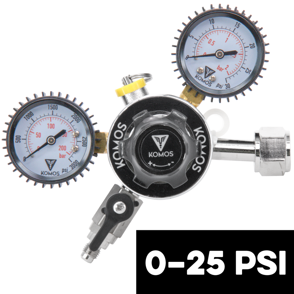 KOMOS Universal 25 - Dual Gauge CO2 Regulator - 25 psi