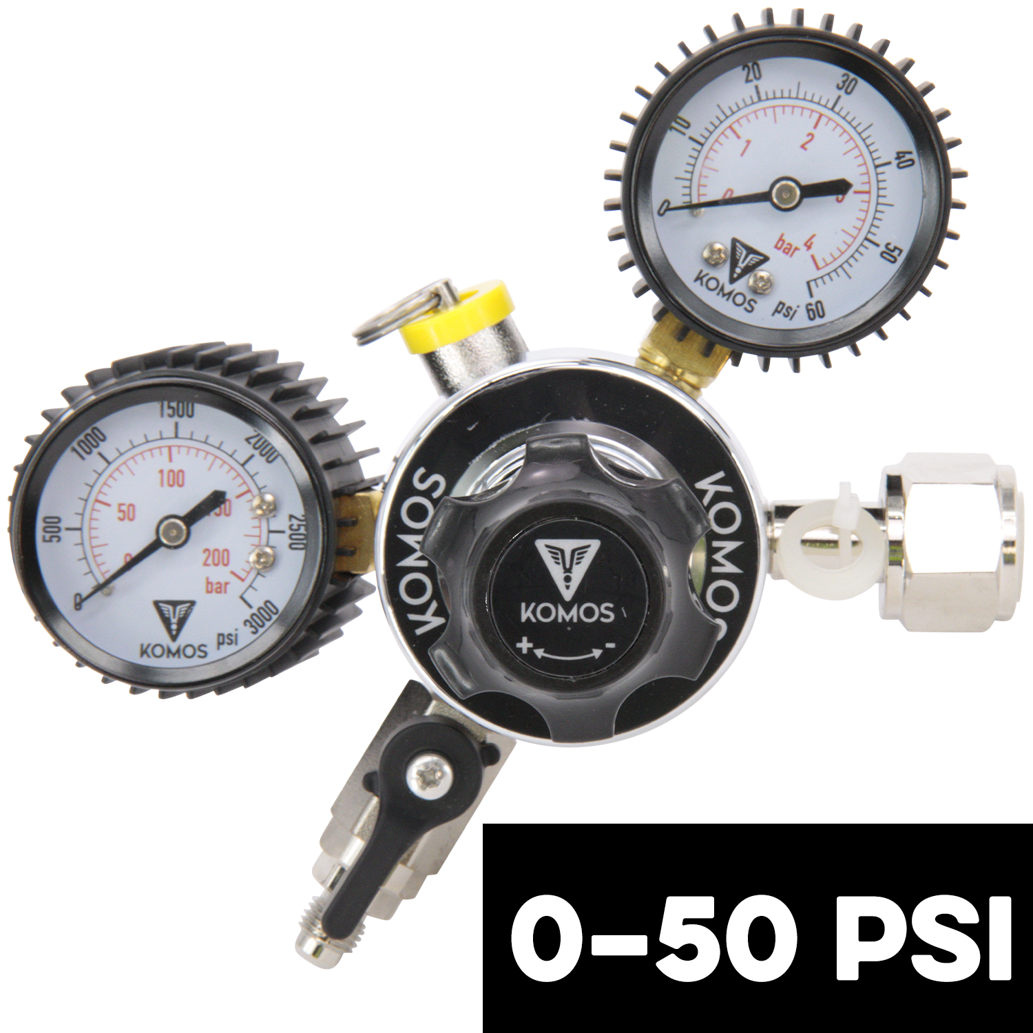 KOMOS Universal 50 - Dual Gauge CO2 Regulator - 50 psi