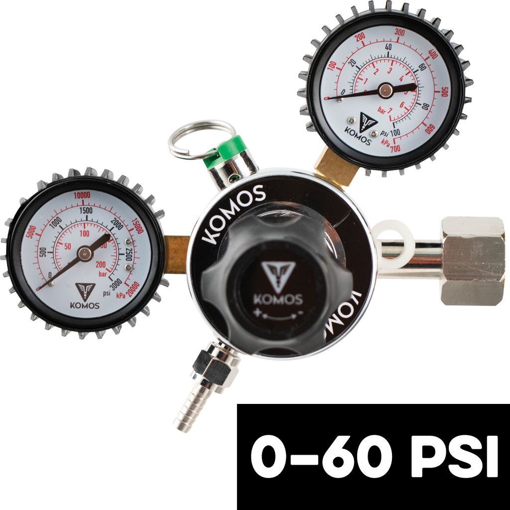 KOMOS Premium Dual Gauge CO2 Regulator - 60 psi