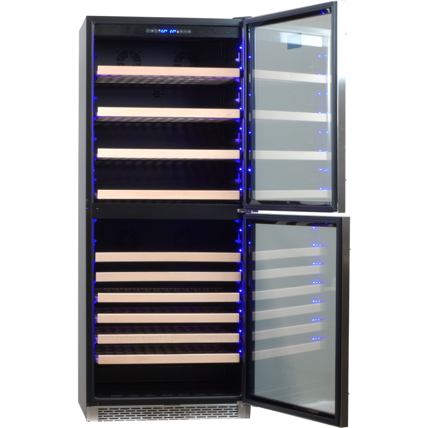 Komos - Wine & Beer Cooler - 30 in. Wide Double Glass Door Cooler - Dual Zone - Wine Bottle + Beer Can
