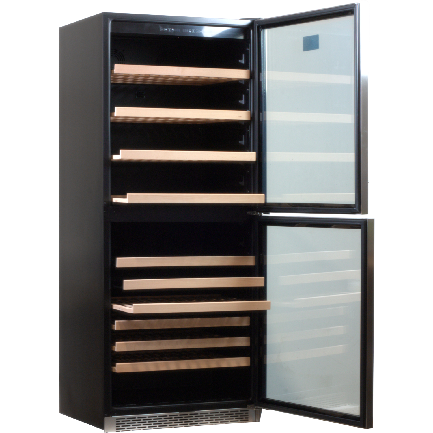 Komos - Wine & Beer Cooler - 30 in. Wide Double Glass Door Cooler - Dual Zone - Wine Bottle + Beer Can