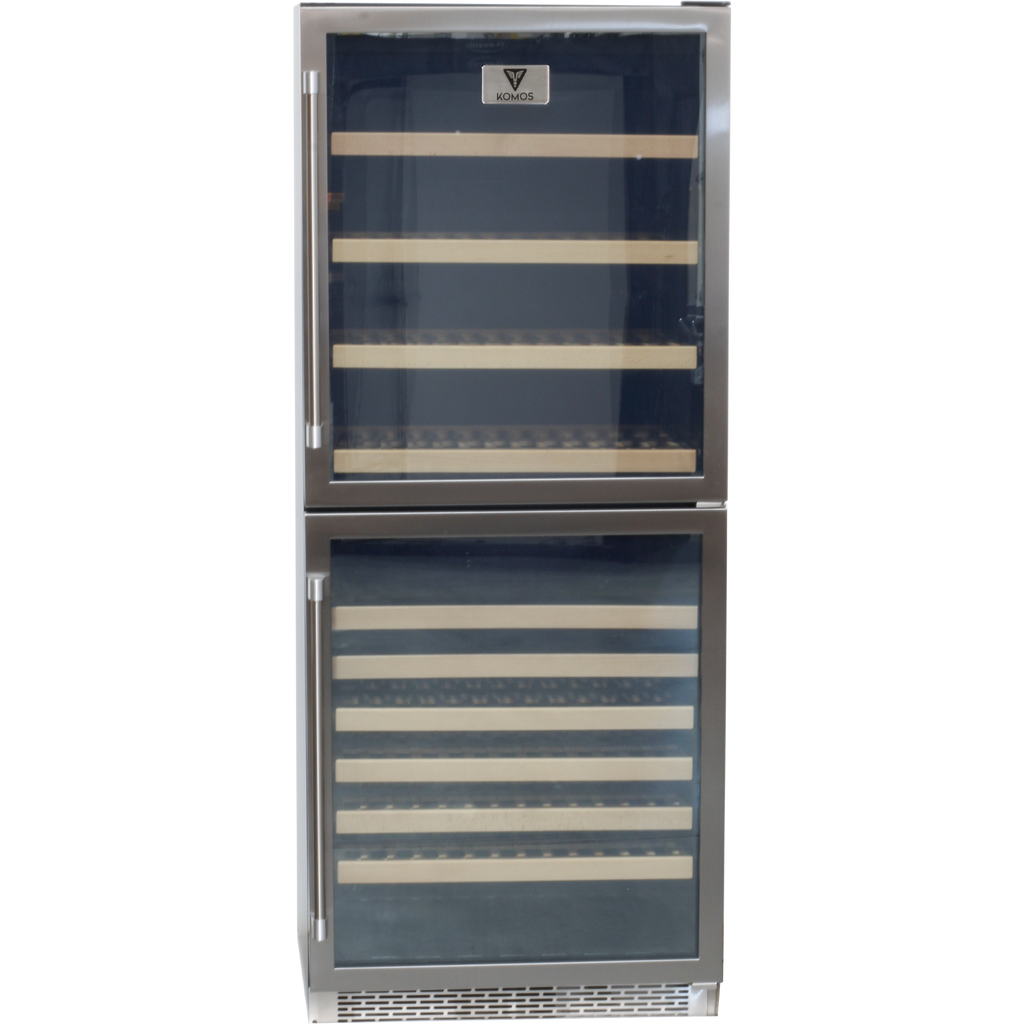 Komos - Wine & Beer Cooler - 30 in. Wide Double Glass Door Cooler - Dual Zone - Wine Bottle + Beer Can