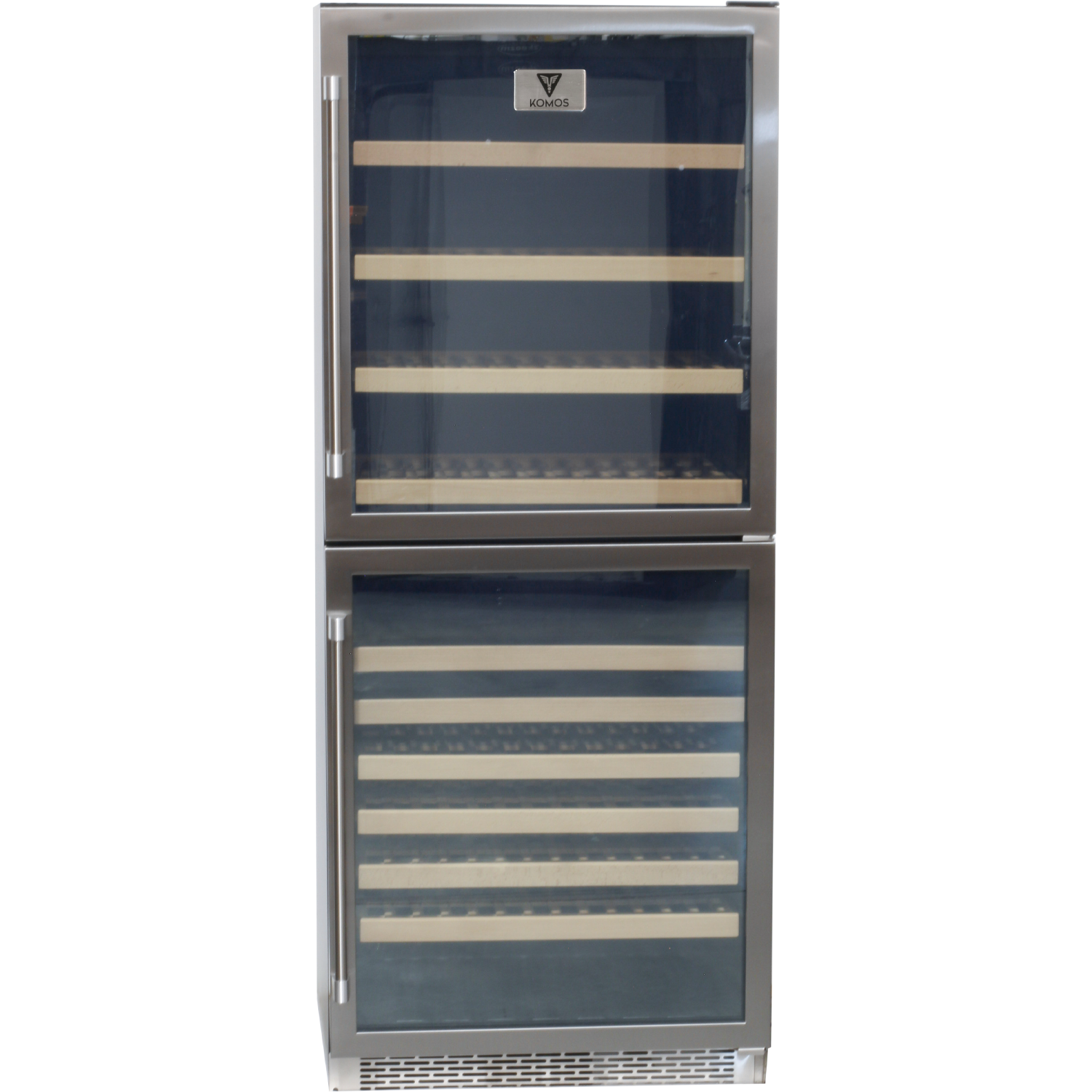 Komos - Wine & Beer Cooler - 30 in. Wide Double Glass Door Cooler - Dual Zone - Wine Bottle + Beer Can